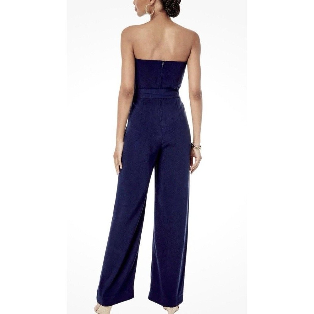 Lilly Pulitzer Kylo Strapless Belted Jumpsuit Wide Leg Navy Blue 8 Nwt $218 - Picture 2 of 9